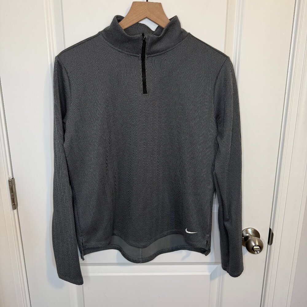 Nike Running Dri Fit Womens Sweatshirt Jacket Pullover 1/4‎ Zip Size Medium Gray